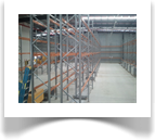 Each row is precisely spaced for for lift access. Enough room is left nearer the walss for full unobstructed access to all aisles.