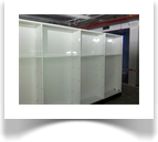 Before each bay is tightened completely, a centre shelf is put in place to ensure each bay is spread to the optimal distance so as the shelves are not to tight nor loose.